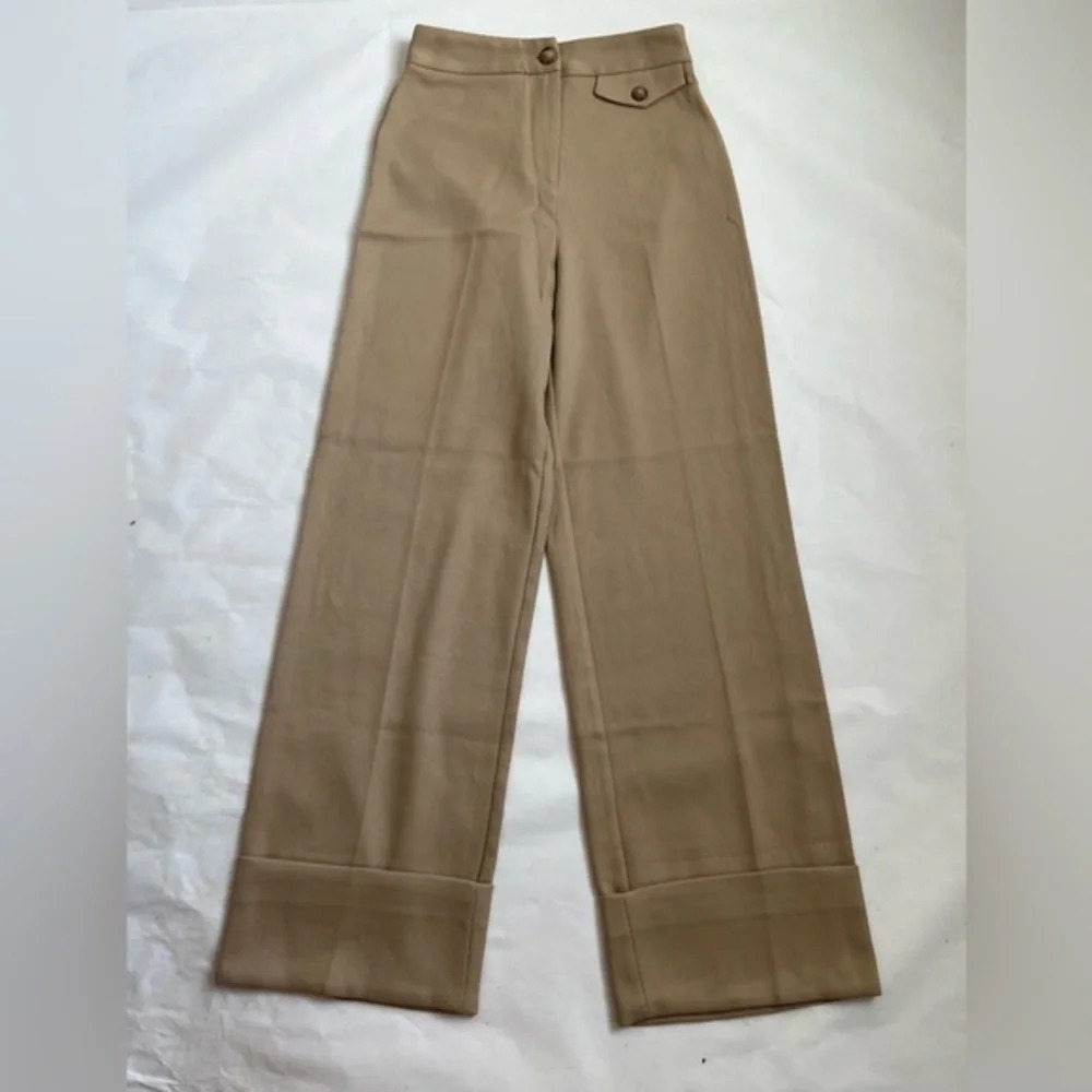 Topshop Womens Size 4 Beige Nude Tan Cropped Pants Trousers Pocket Cuffed NWOT
